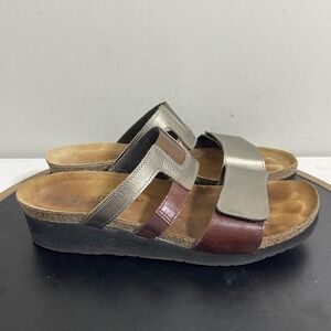 Naot Shoes Womens Size 40 Brown Metallic Slide Sandals Comfort Leather Israel